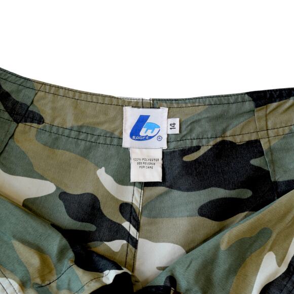 Vintage Y2K Camouflage Print Swim Shorts Women's Size 14 - Picture 3 of 4